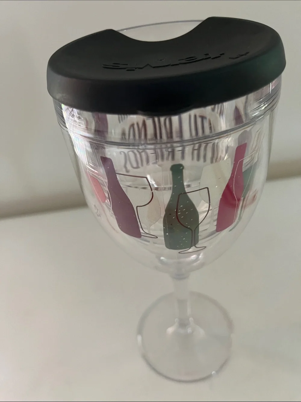 Tervis Insulated Wine Glass with Lid + Funny Wine Therapy Sign